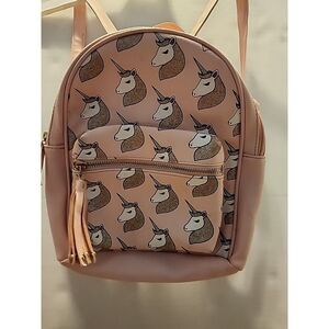 OMG Accessories, Girls Glitter Pink Mini Backpack Unicorn Please Note Ink Stains